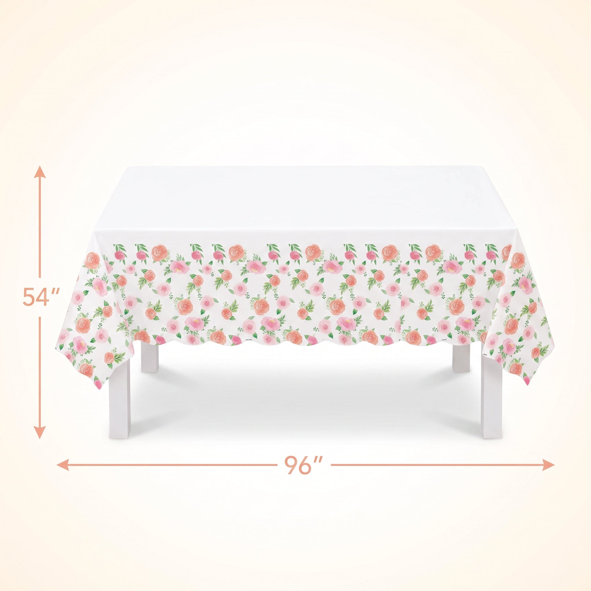 Floral Baby Shower Plastic Table Cover with Scalloped Edge