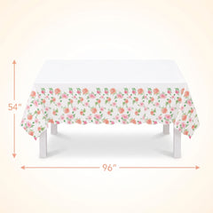 Floral Baby Shower Plastic Table Cover with Scalloped Edge