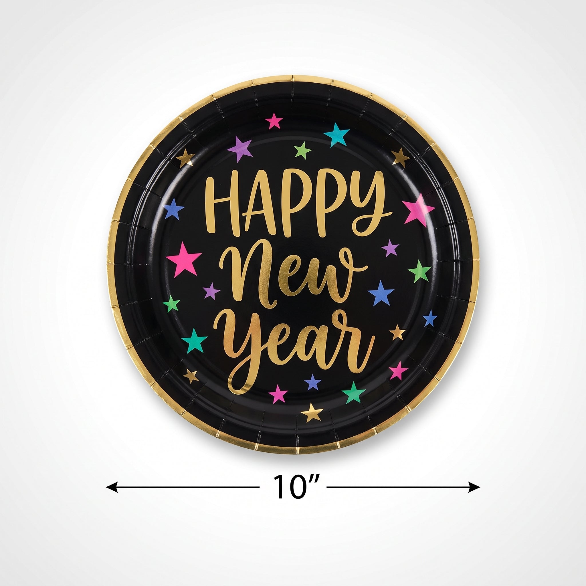Starlight "Happy New Year" 10-Inch Round Paper Plates, 20-Pack
