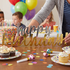 Metallic Gold and Silver "Happy Birthday" Centerpiece