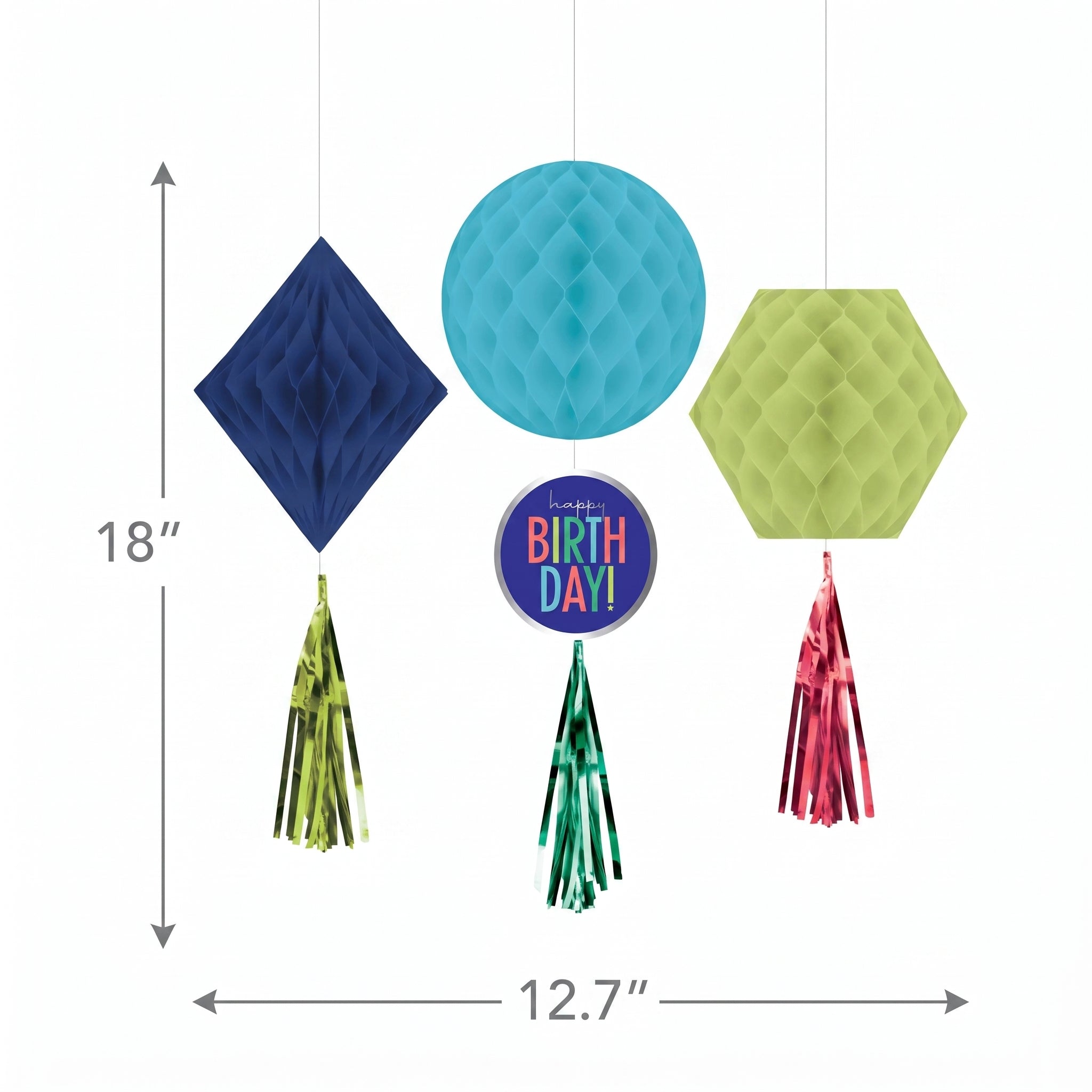 Modern Honeycomb 3D Hanging Birthday Decorations
