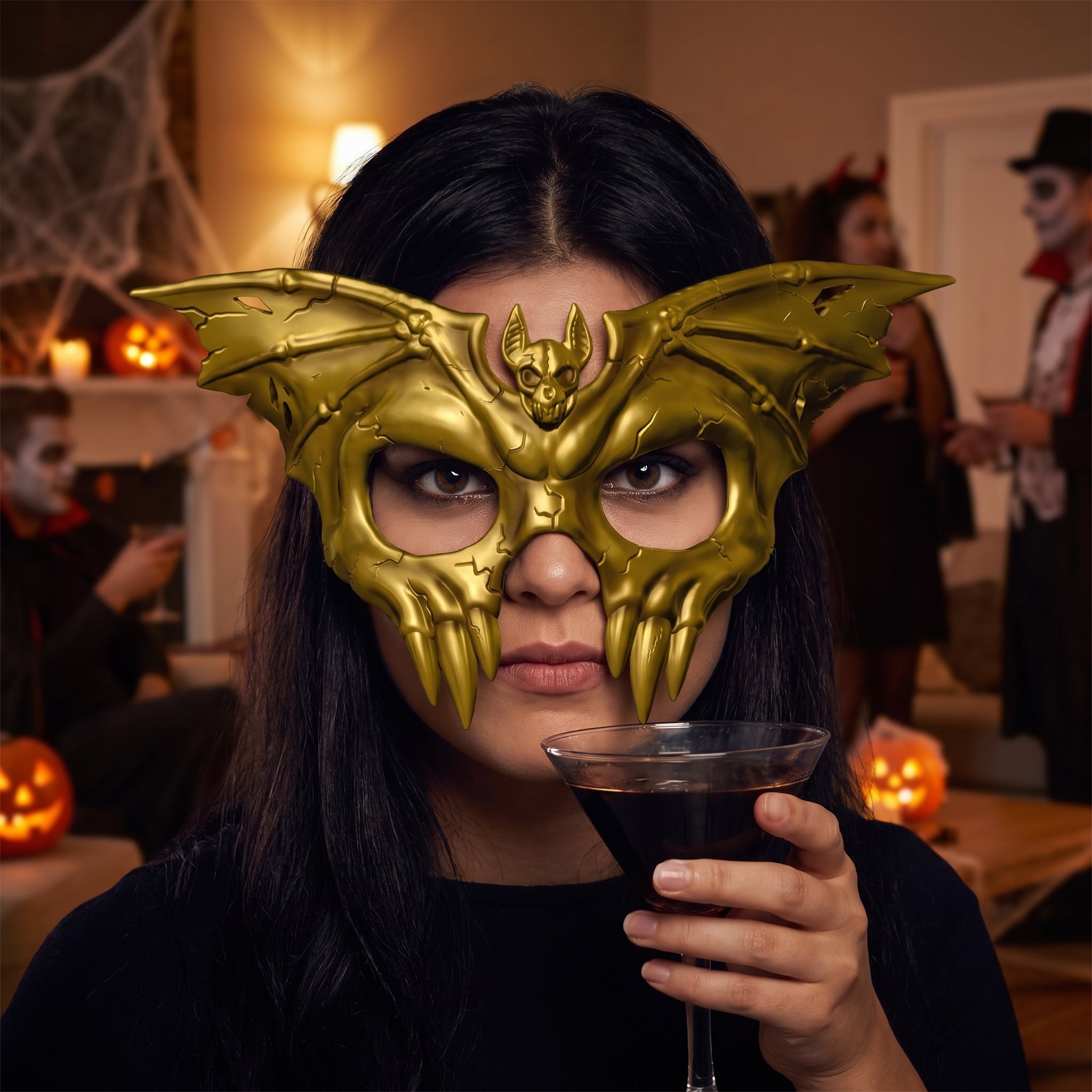 Gold Winged Skull Halloween Mask