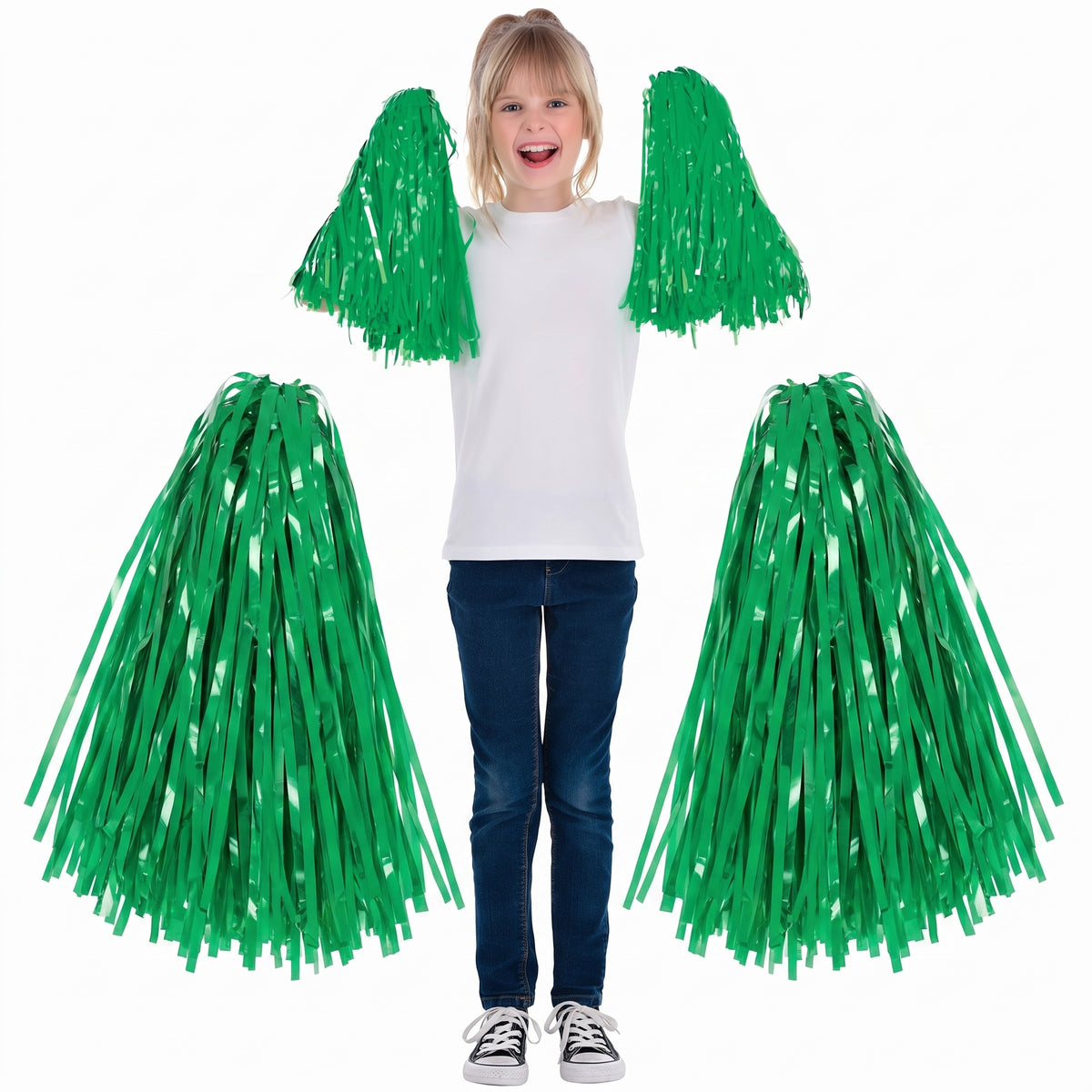 Festive Green Pom-Pom Pair for Team Spirit