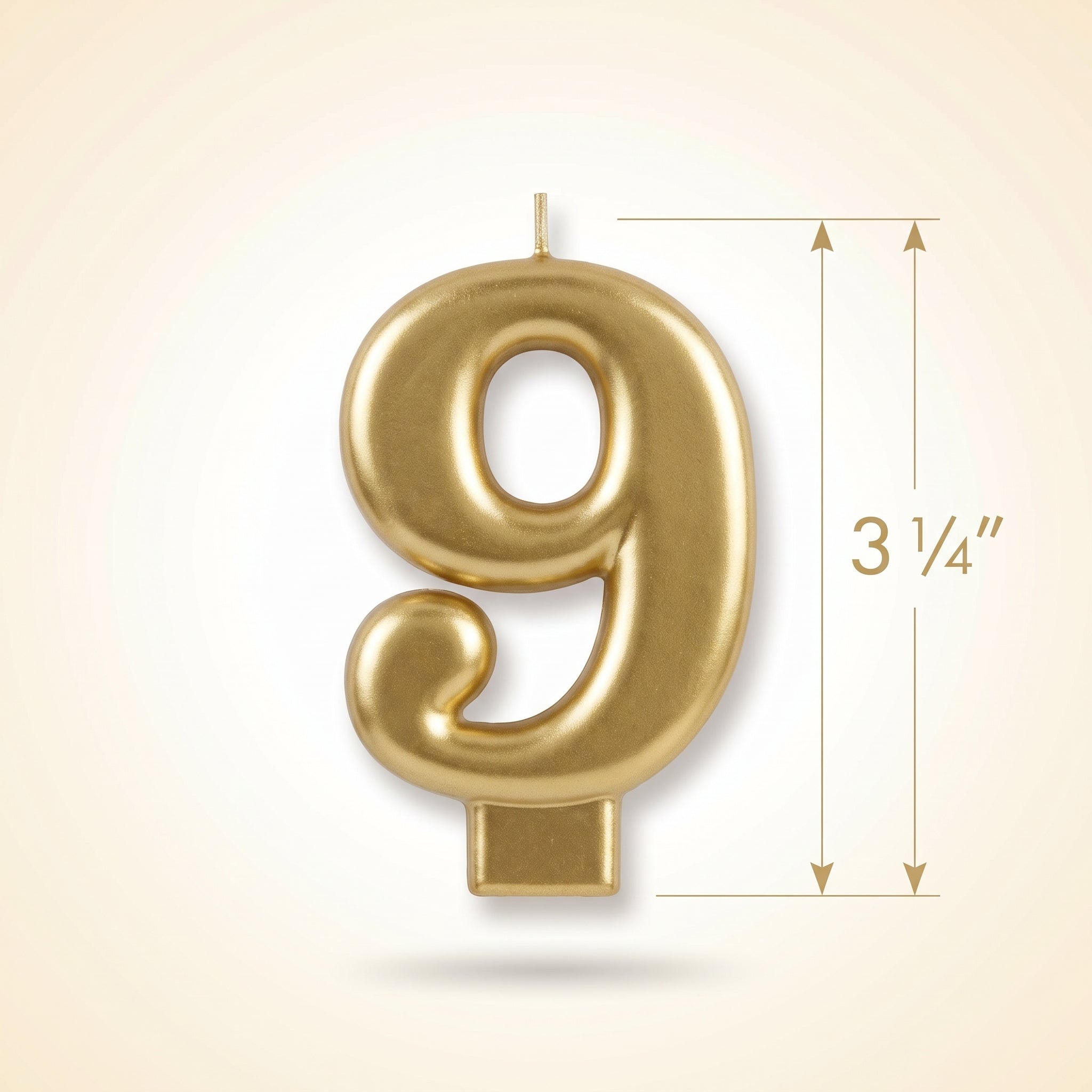 Metallic Gold Number 9 Candle