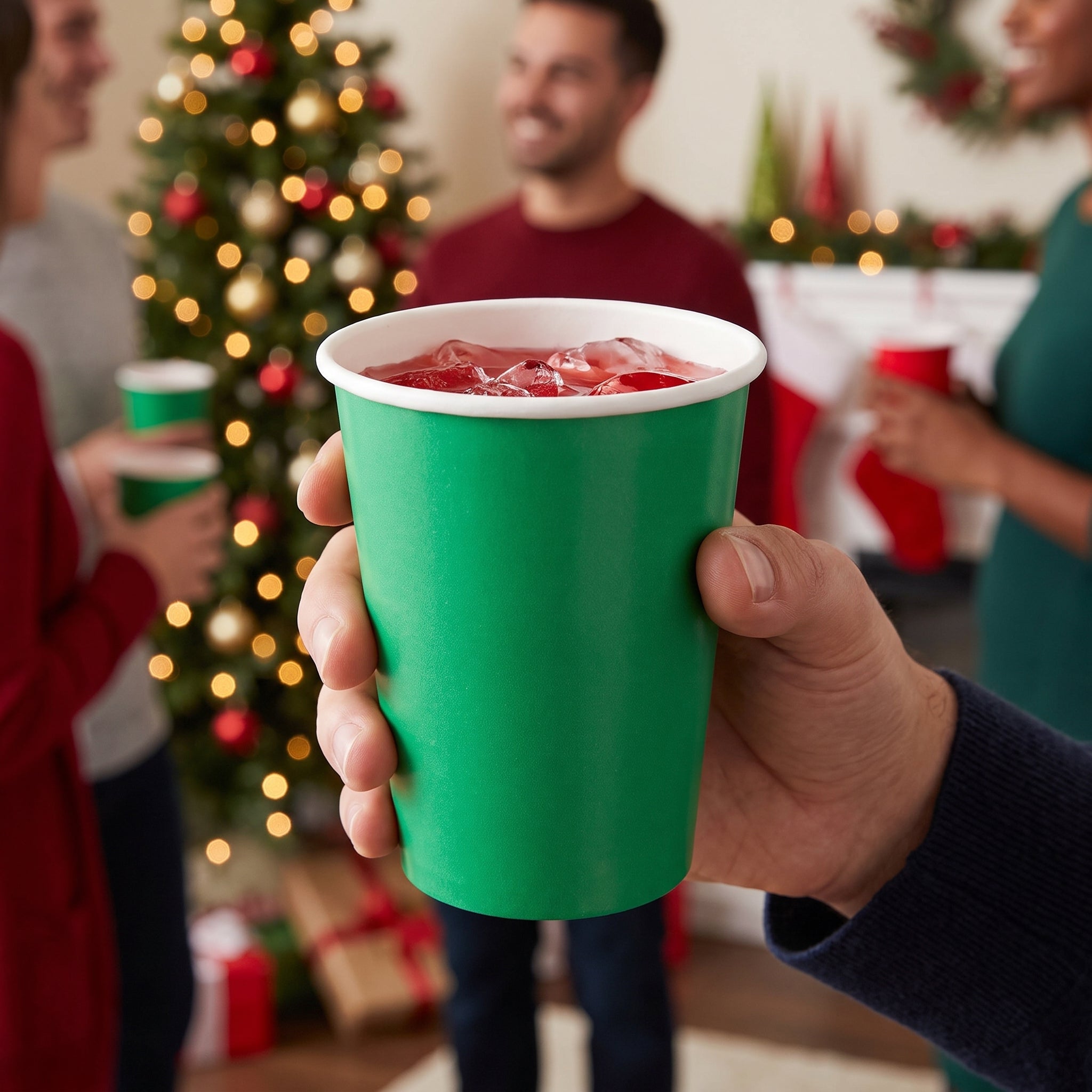Festive Green 9oz Paper Cups