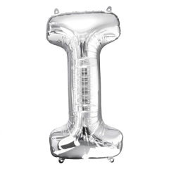 Silver Letter "I" Foil Balloon - Metallic Shine