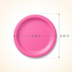 Bright Pink 6.75" Round Paper Plates - 16 Count