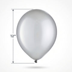 Pearl Black Silver Latex Balloon - 12in Bulk