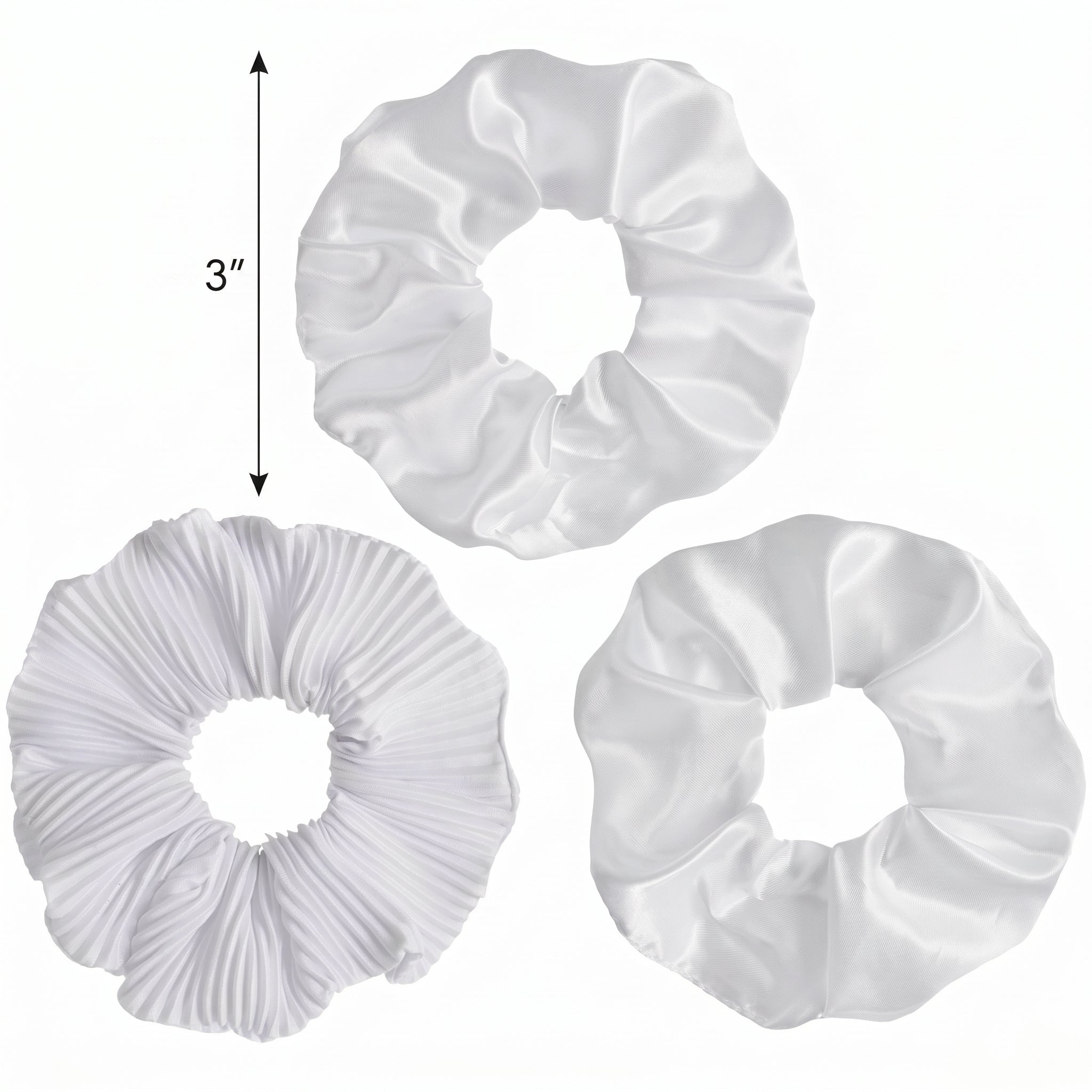 Classic White Scrunchies, 3-Pack
