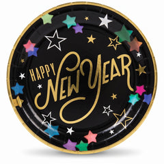 Starlight "Happy New Year" 10-Inch Round Paper Plates, 20-Pack