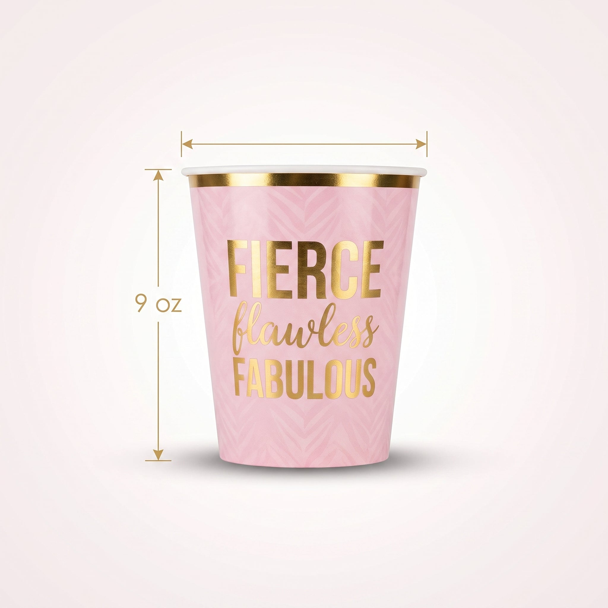 "Fierce, Flawless, Fabulous" Pink Plastic Party Cups, 9 oz, 30 Pack