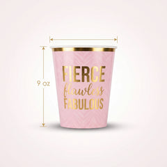 "Fierce, Flawless, Fabulous" Pink Plastic Party Cups, 9 oz, 30 Pack
