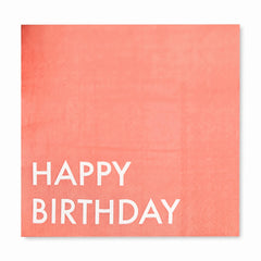 Bright Pastel "Happy Birthday" Coral Lunch Napkins - 6.5 In. x 6.5 In., 16-Pack