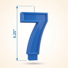 Shimmering Blue Number 7 Birthday Candle, 5.25-Inch