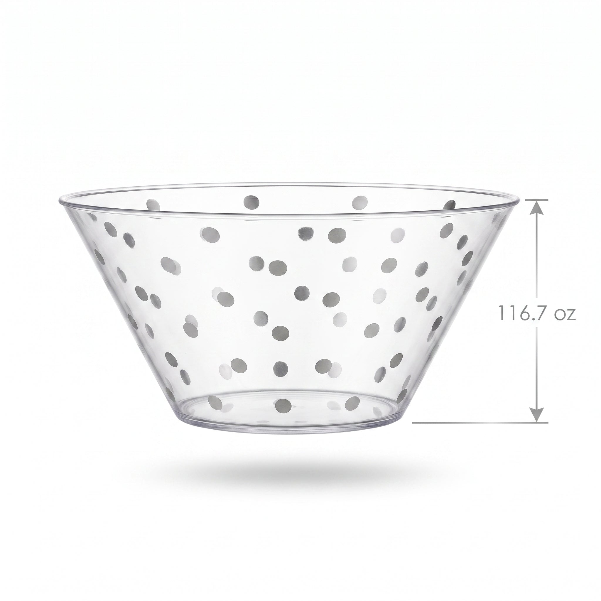 Silver Polka Dot Large Plastic Serving Bowl - 116 Oz.