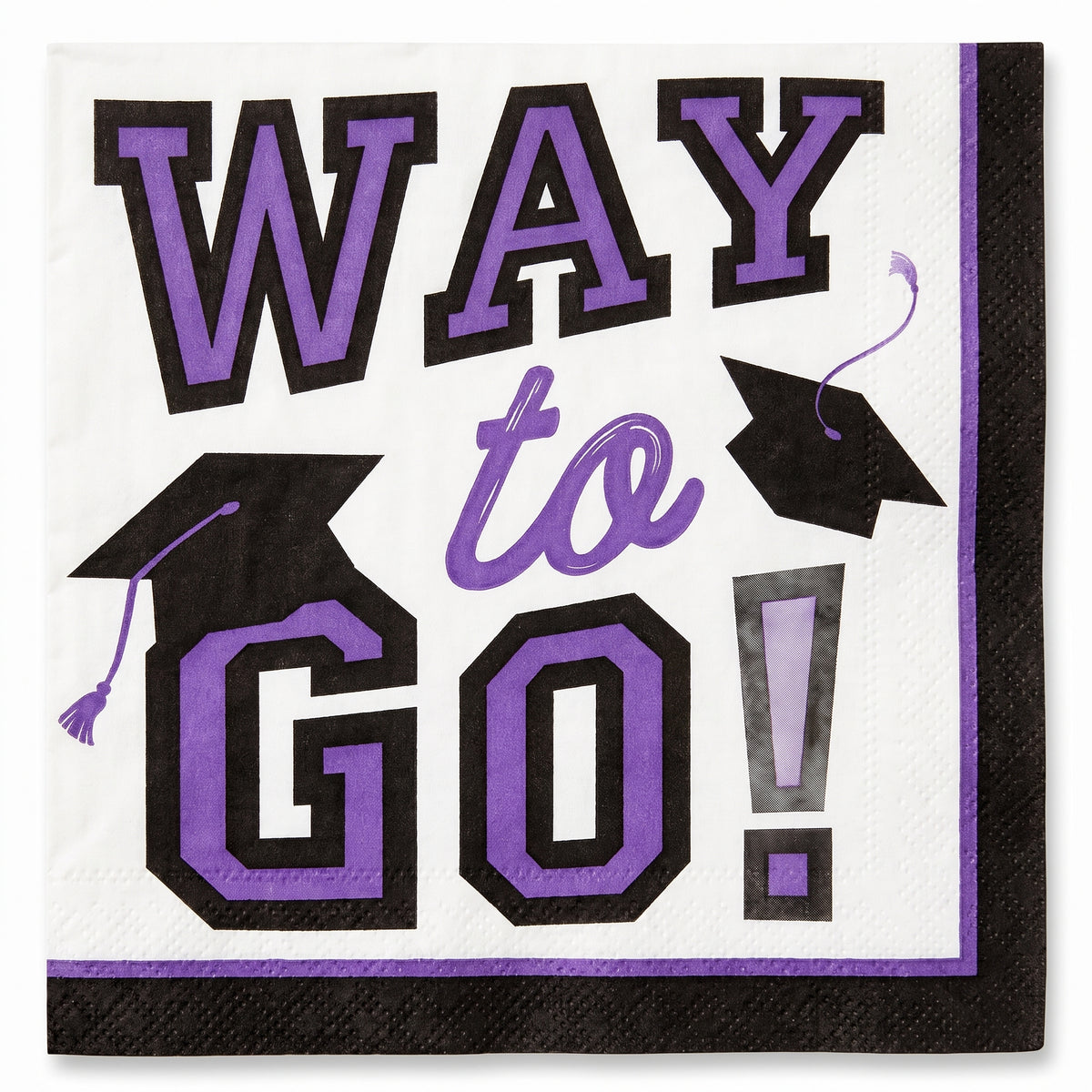 "Way to Go!" Graduation Beverage Napkins - Purple, 40-Pack - 5 In. X 5 In.