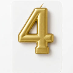 Metallic Gold Number 4 Birthday Candle
