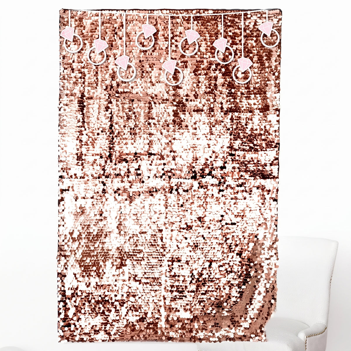 Blush Paillettes Wedding Backdrop with Sequin Accents