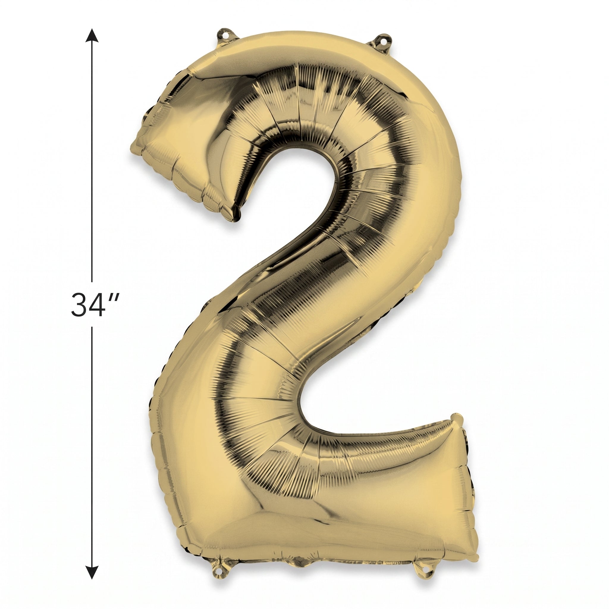 Gold Number 2 Foil Balloon - Metallic Super Shape
