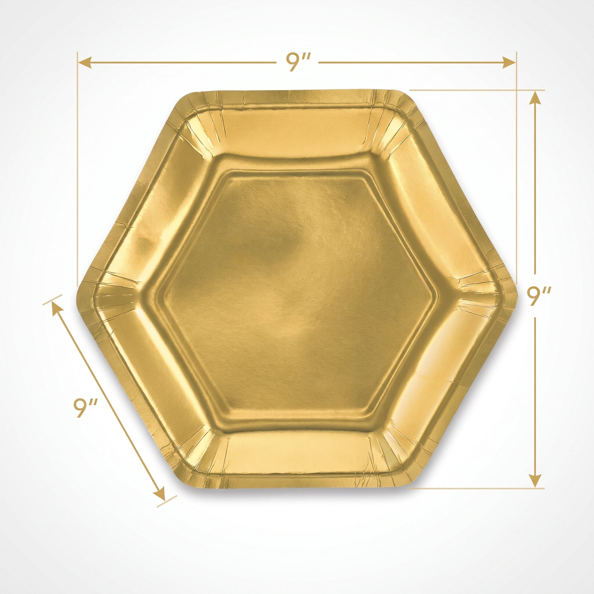 Elegant Gold 9" Hexagon Metallic Dinner Plates