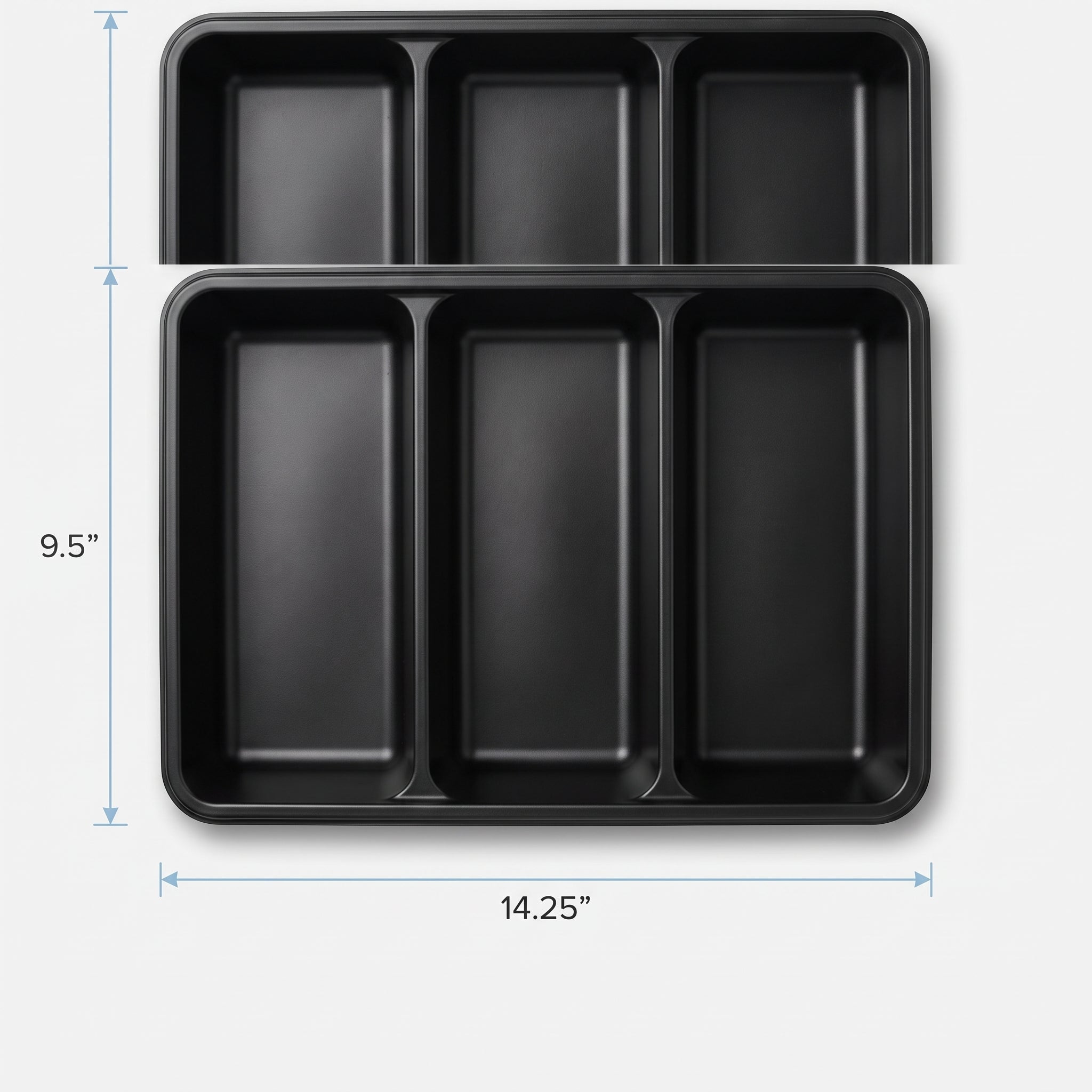 Black Plastic Compartment Serving Tray - 14.25" x 9.5"