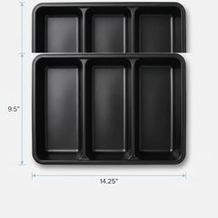 Black Plastic Compartment Serving Tray - 14.25" x 9.5"