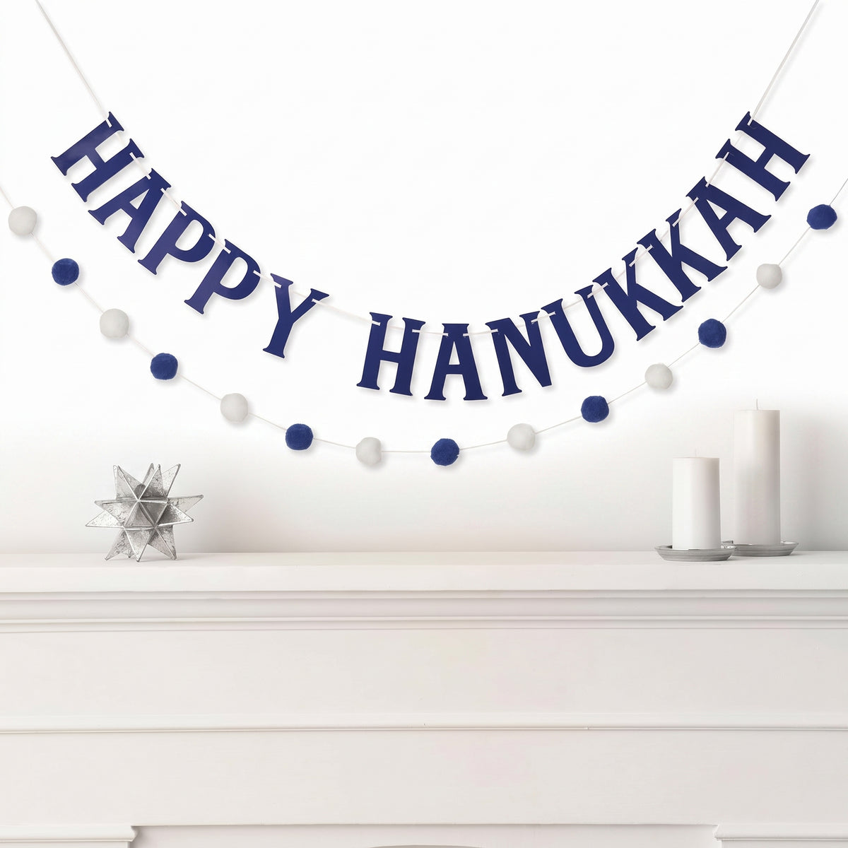 Happy Hanukkah Double Pom Banner