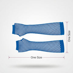 Royal Blue Long Fishnet Fingerless Gloves for Adults