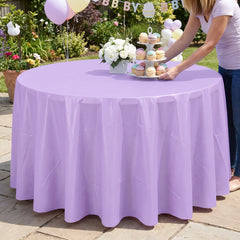 Elegant Lavender Round Plastic Table Cover - 84"