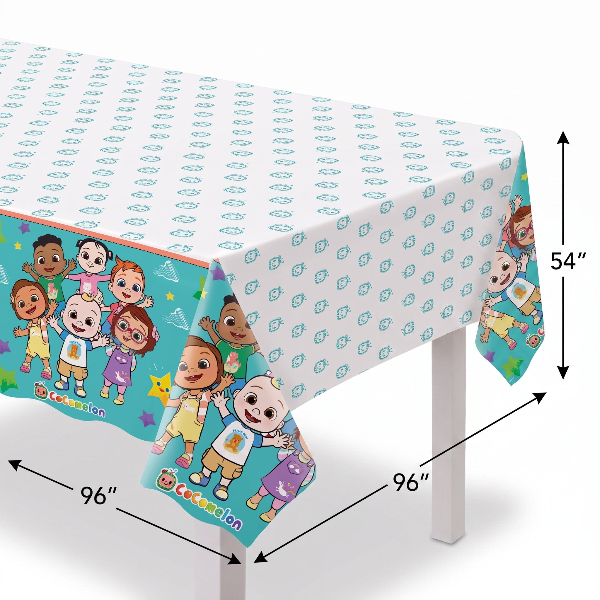 CoComelon Plastic Table Cover for Kids Birthday Parties, 54x96 inches
