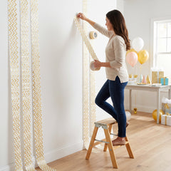 Gold Chevron Crepe Streamer - 81ft, Chic Party Decoration