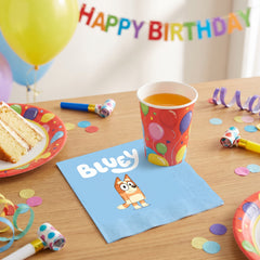 Bluey Birthday Party Beverage Napkins - 16 Pack - 5 In. X 5 In.