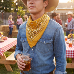 Gold Paisley Bandana - Versatile Costume Accessory