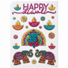 Diwali Celebration Foil Embossed Window Decal Set - 20 Pack