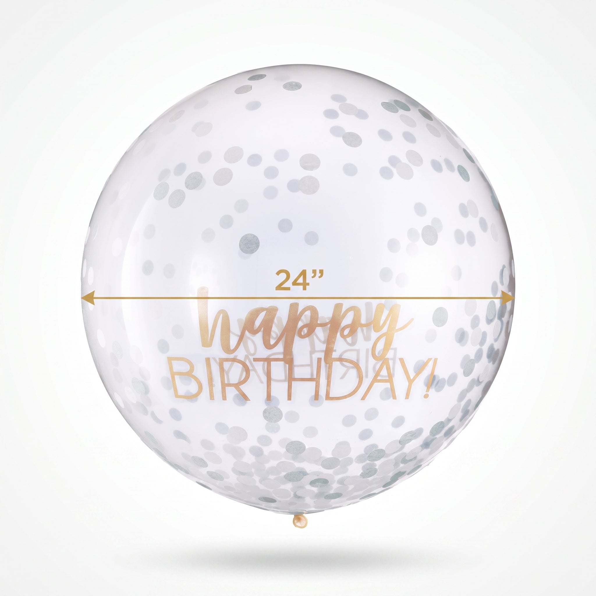 24" Gold & Silver Confetti Latex Balloon - "Happy Birthday"