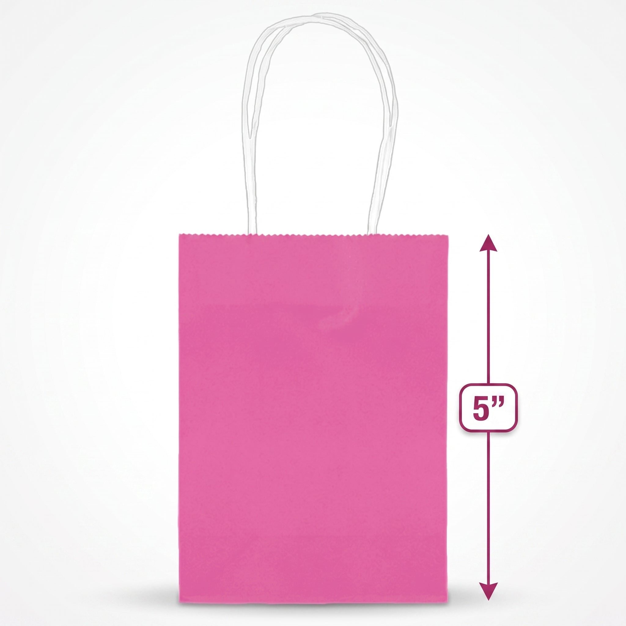Bright Pink Kraft Paper Gift Bag - 5-Inch