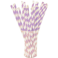 Lavender Striped Paper Straws | 100 Count