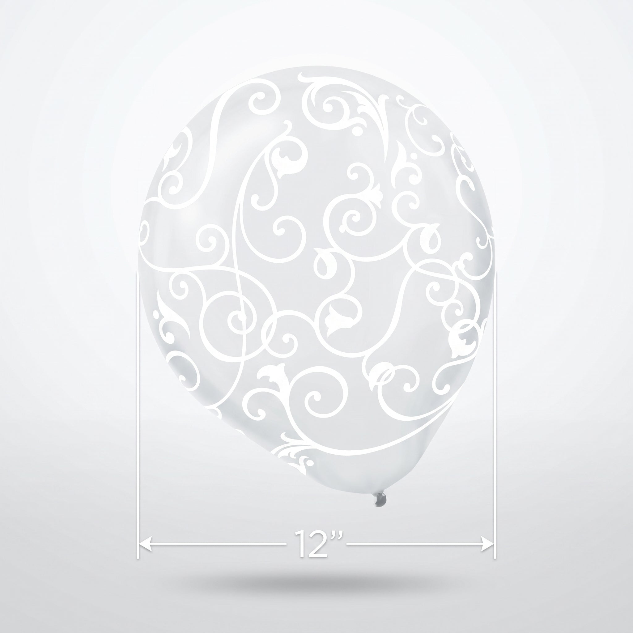 Elegant Filigree Clear Latex Balloons - 12-Inch, Pack of 6