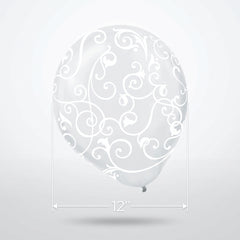 Elegant Filigree Clear Latex Balloons - 12-Inch, Pack of 6