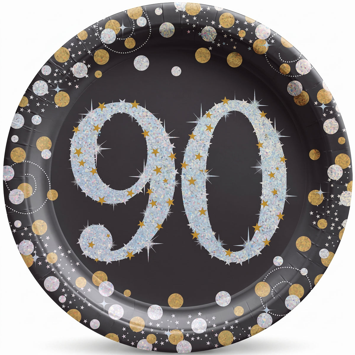 Prismatic Celebration 90th Birthday Plates - 7" Round