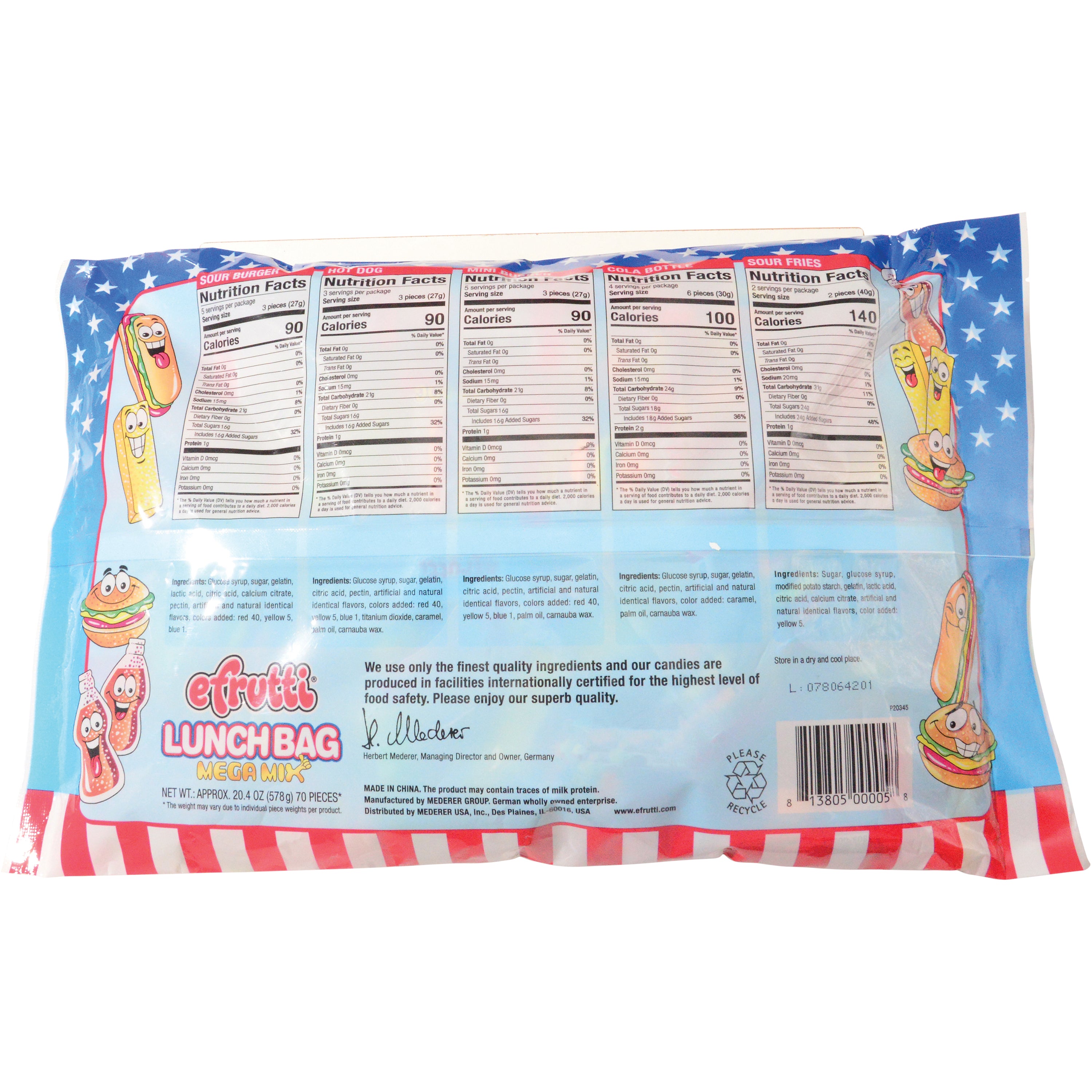 Lunch Bag Megamix Gummies/70 Per Pkg