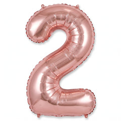 Rose Gold Script Number 2 Balloon - 8-Inch Foil Air-Filled
