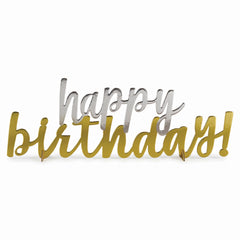 Metallic Gold and Silver "Happy Birthday" Centerpiece