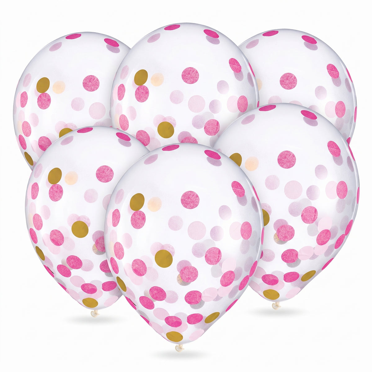Pink and Gold Confetti Latex Balloons, 12-Inch, 6-Pack