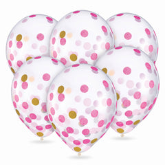 Pink and Gold Confetti Latex Balloons, 12-Inch, 6-Pack