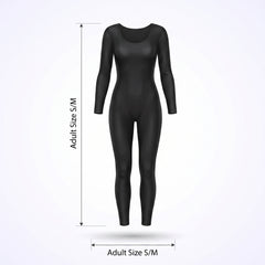 Sleek Black Catsuit Halloween Costume - Adult Size S/M - Adult S/M