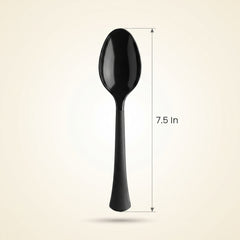 Jet Black Plastic Spoon - 7.5 in.