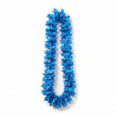 Sparkling Blue Tinsel Lei for Tropical Parties