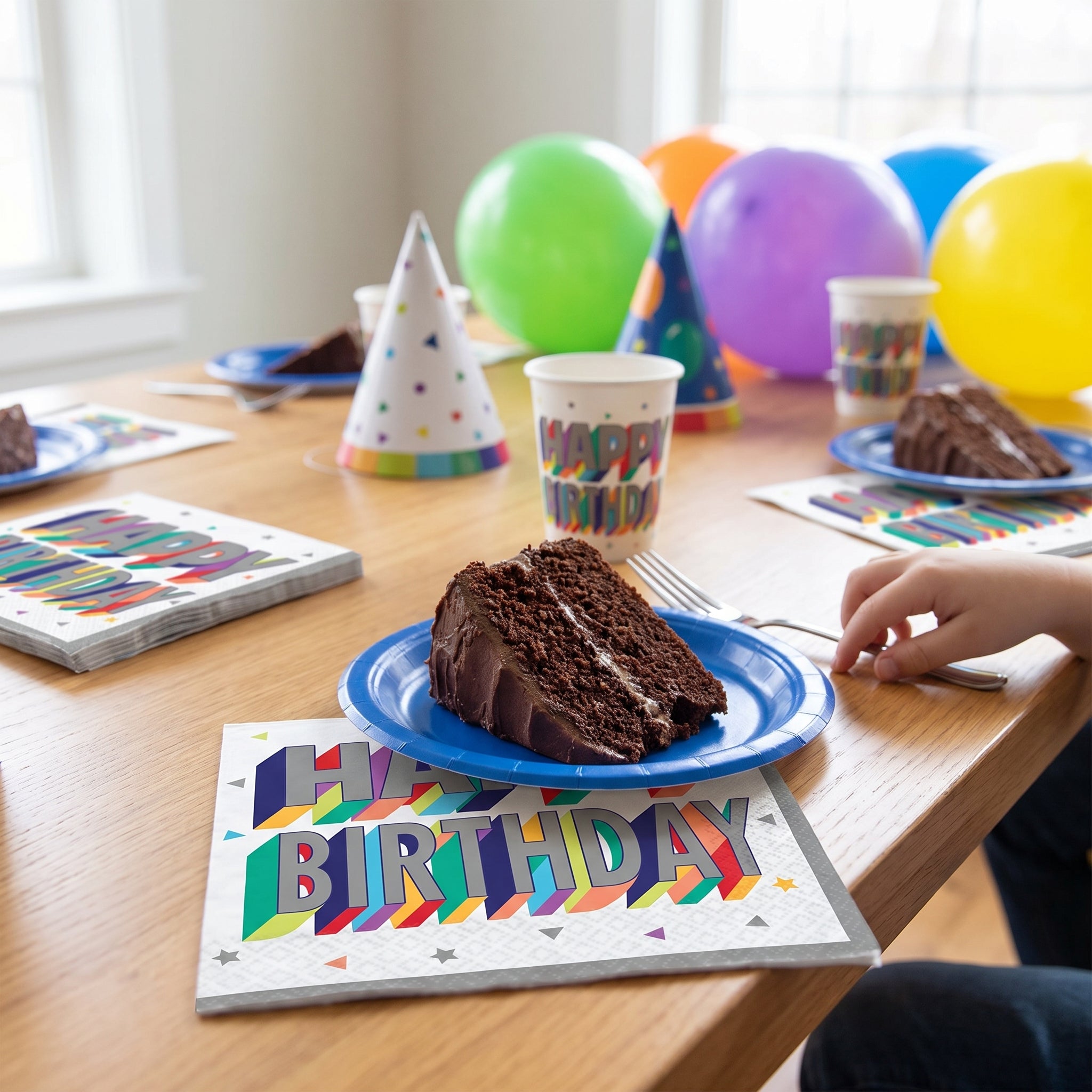 Colorful "Happy Birthday" Beverage Napkins - 5 In. X 5 In.