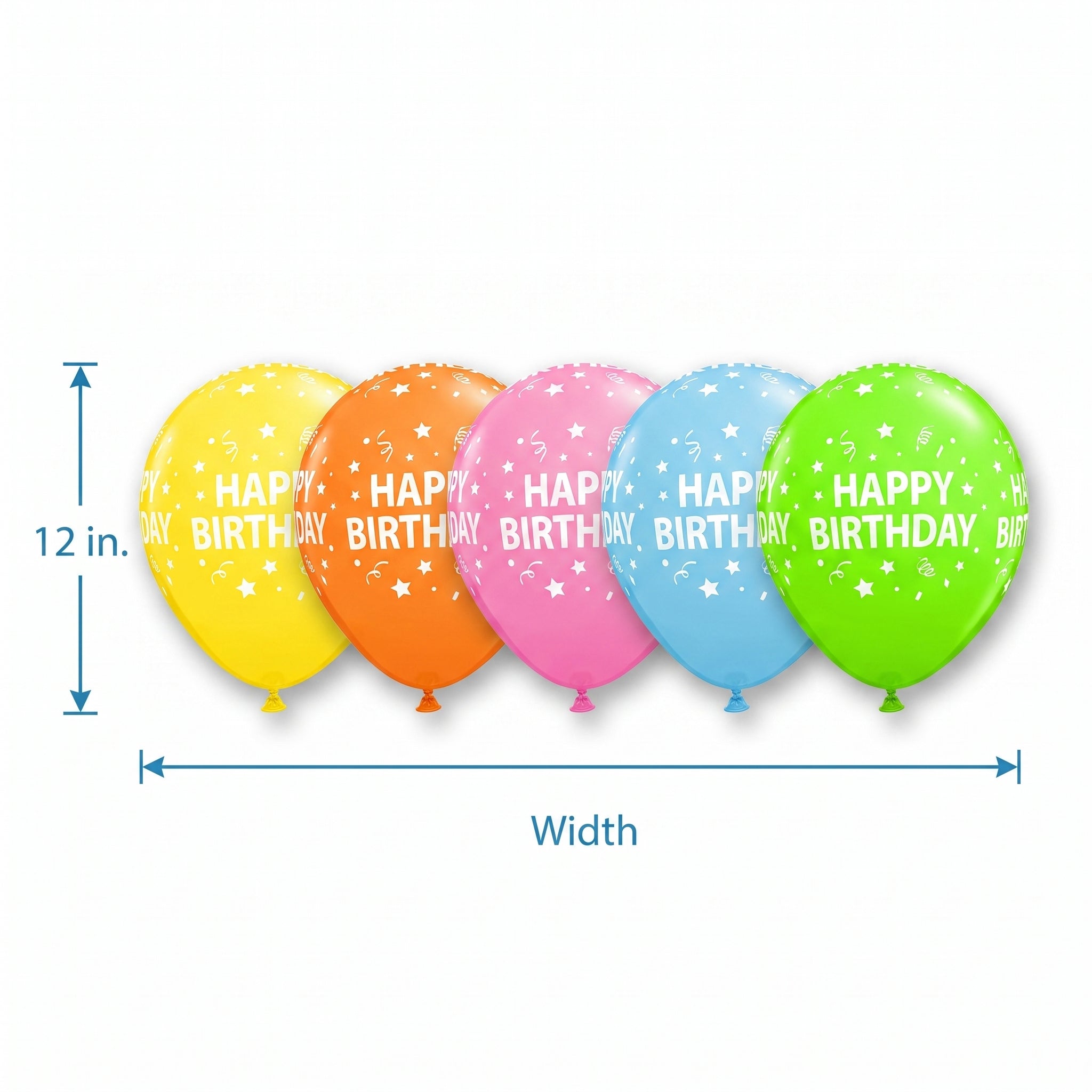 Vibrant Confetti Birthday Latex Balloons, 12-Inch, 20-Pack